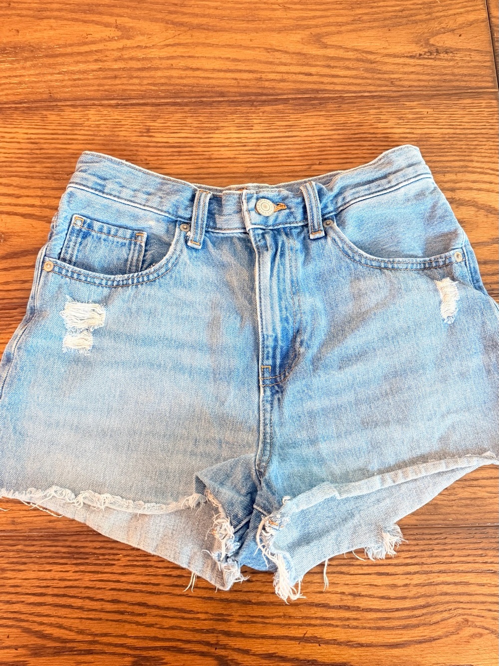 Uniqlo Light Blue Distressed Denim Cutoff Shorts